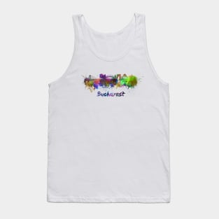 Bucharest skyline in watercolor Tank Top